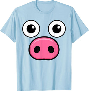 Cute Pig Face Pink DIY Barnyard Animal Halloween Costume Kid T-Shirt - T-Shirt | Light Blue