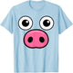 Cute Pig Face Pink DIY Barnyard Animal Halloween Costume Kid T-Shirt - T-Shirt | Light Blue