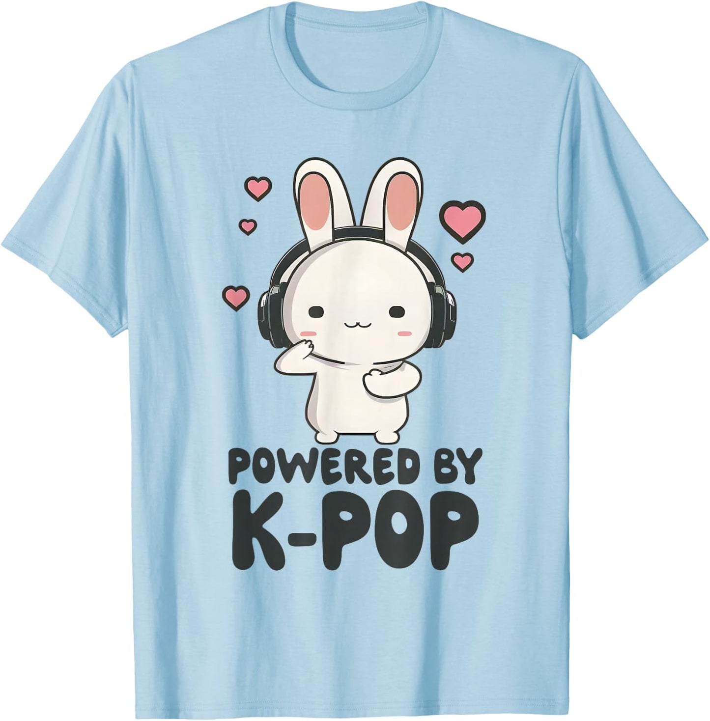 Powered By Kpop Tie Dye Rabbit Merch K-pop Merchandise T-Shirt - T-Shirt | Light Blue