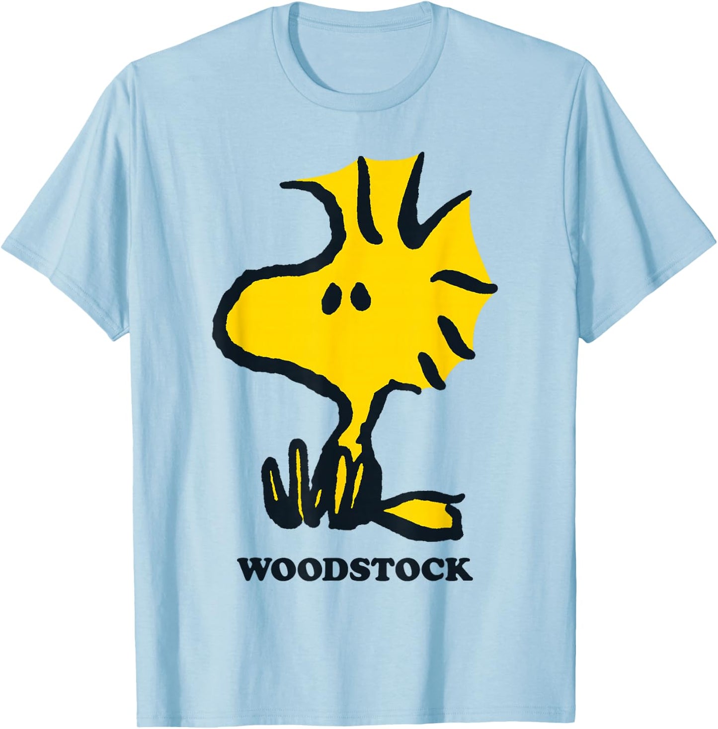 Peanuts Woodstock Sit Down , White, S T-Shirt - T-Shirt | Light Blue