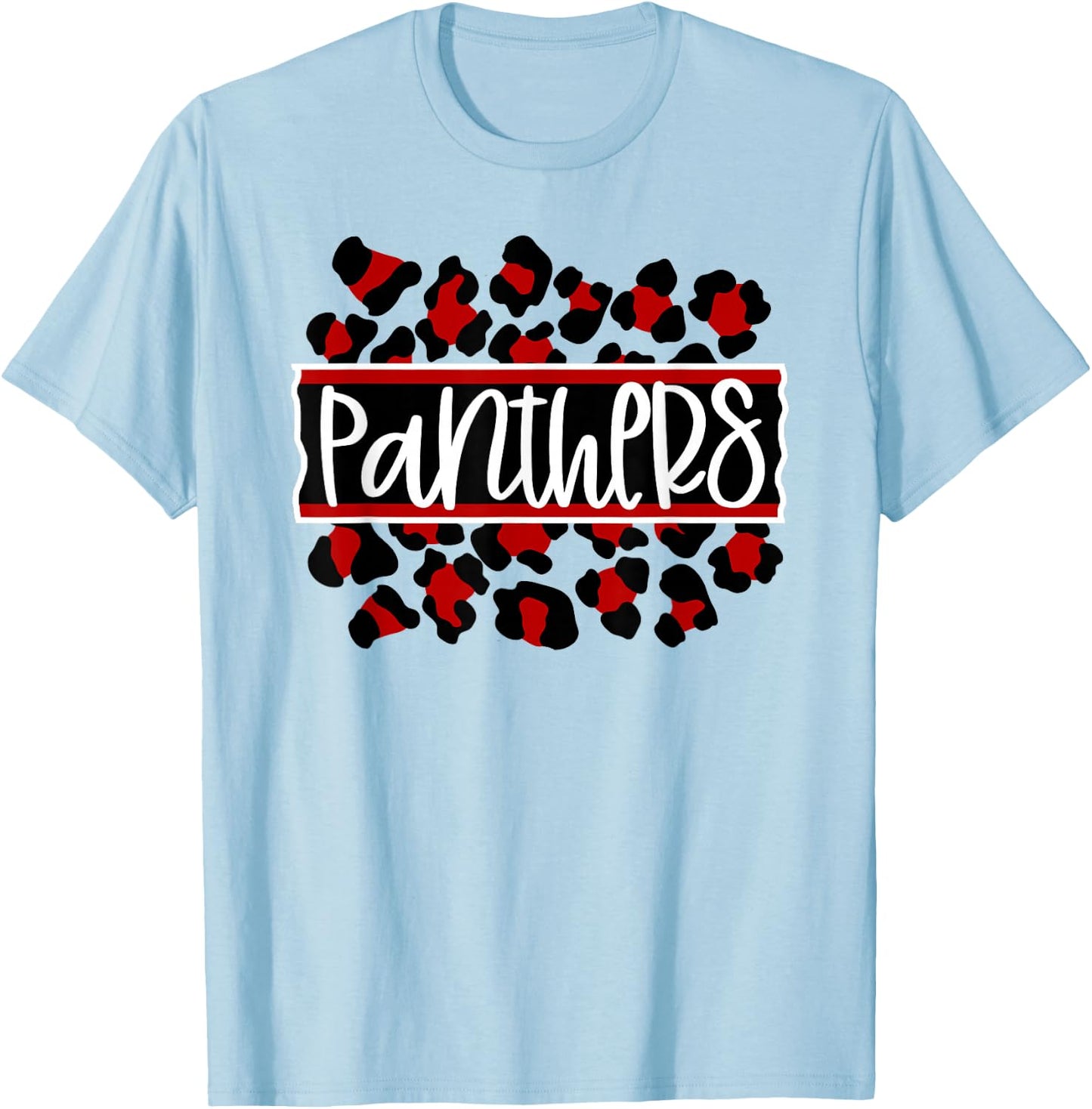 School Spirit Panthers Panther Pride Red and Black T-Shirt - T-Shirt | Light Blue