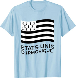 Gift Brittany United States of Armorique Humour Breton , white, S T-Shirt - T-Shirt | Light Blue