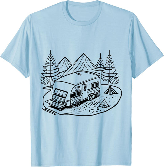 Coloring camping caravan and painting them yourself T-Shirt - T-Shirt | Light Blue