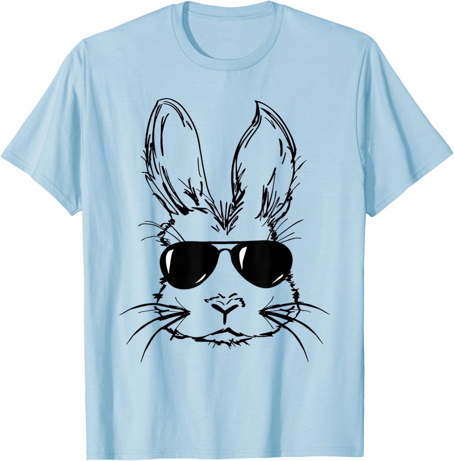 Bunny Face With Sunglasses Rabbit For Boy Men Kid Easter Day T-Shirt - T-Shirt | Light Blue