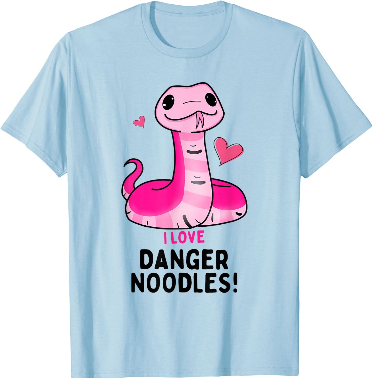 I Love Danger Noodles - Cute Kawaii Chibi Snake for Girls T-Shirt - T-Shirt | Light Blue