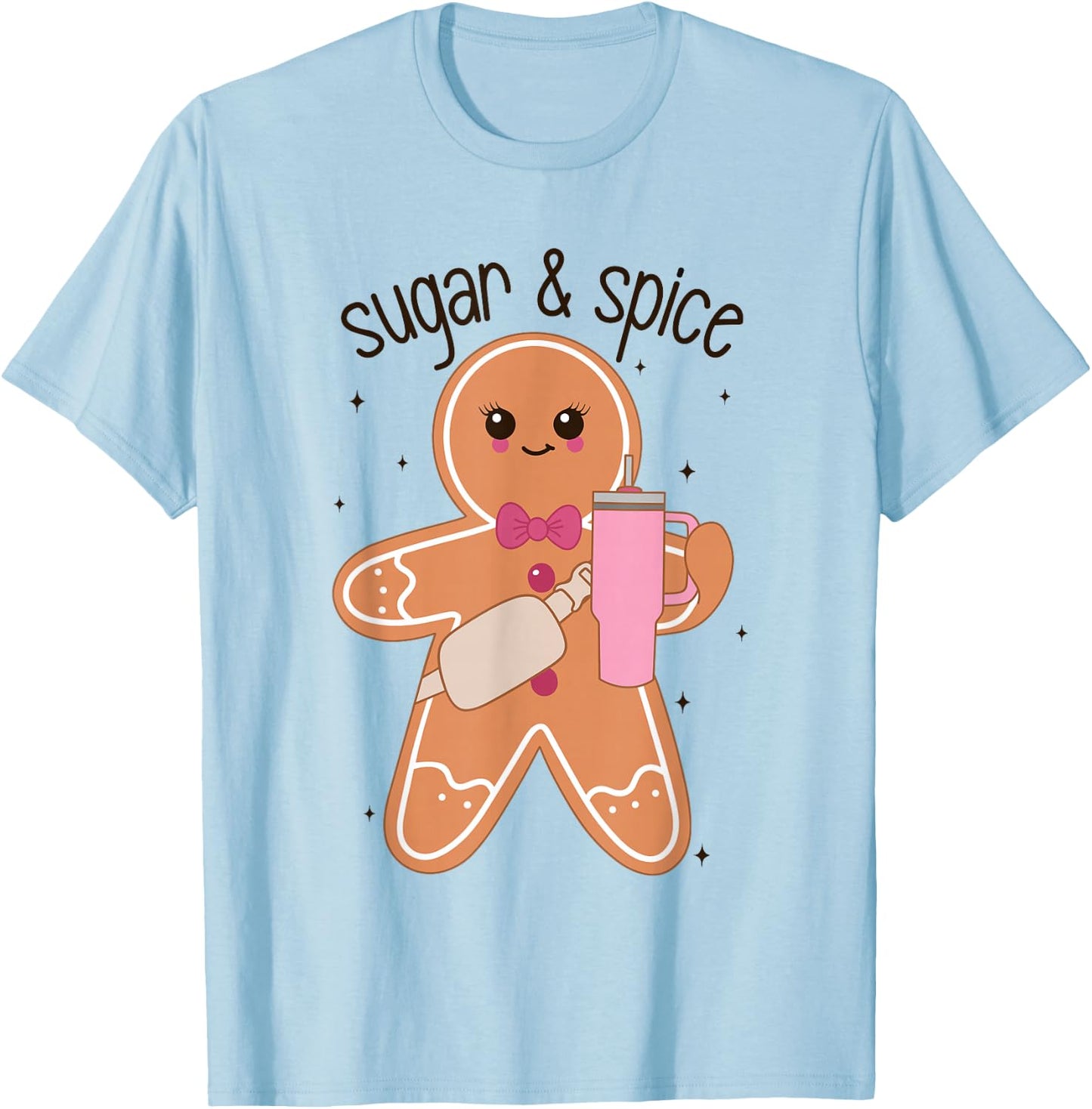 Gingerbread Sugar And Spice Tumbler Christmas Baking Team T-Shirt - T-Shirt | Light Blue