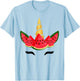 Cute Unicorn Face & Watermelon Slice Summer Vacation Kids T-Shirt - T-Shirt | Light Blue