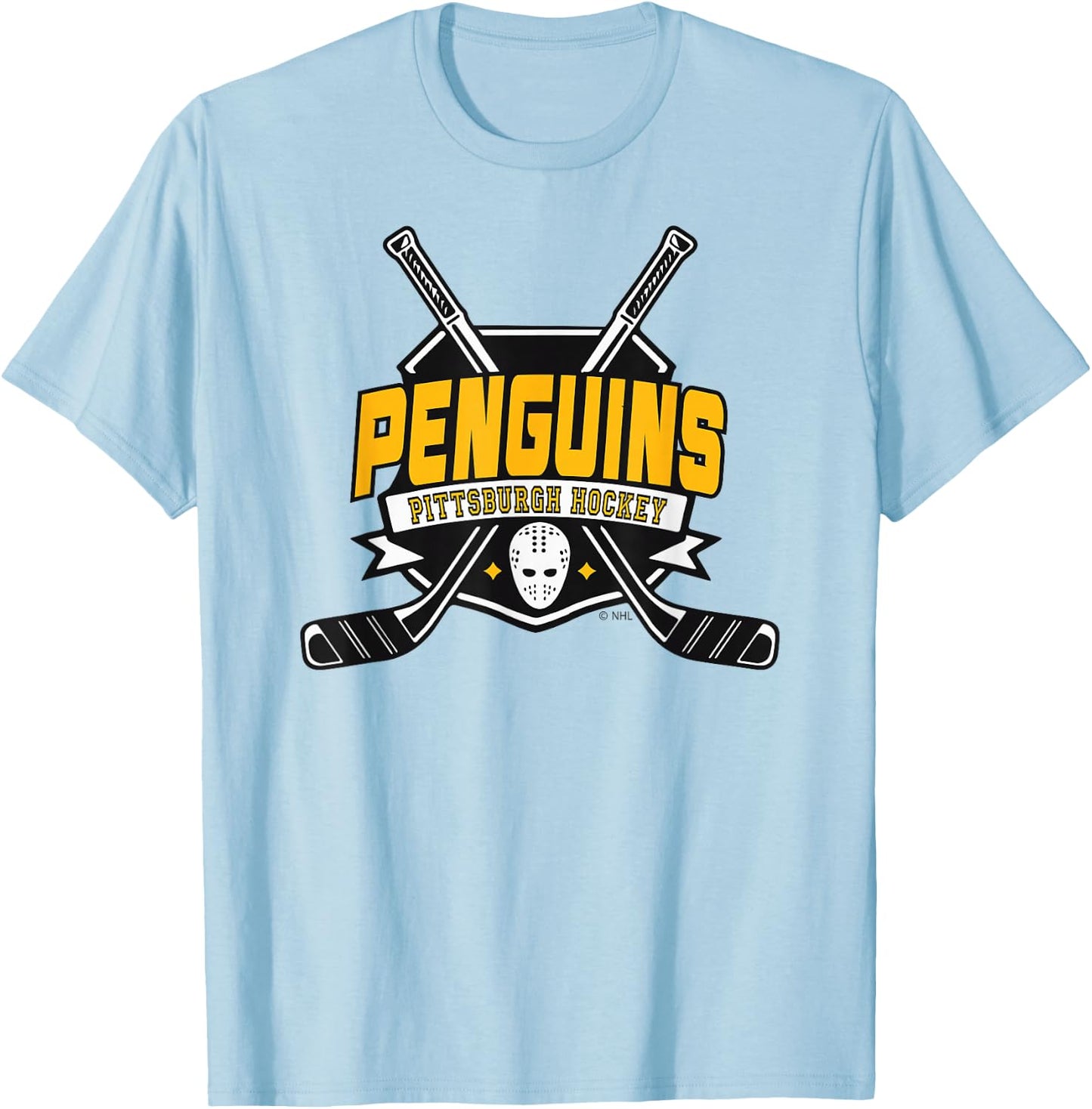 Pittsburgh Penguins Hockey Sticks Gray Officially Licensed T-Shirt - T-Shirt | Light Blue