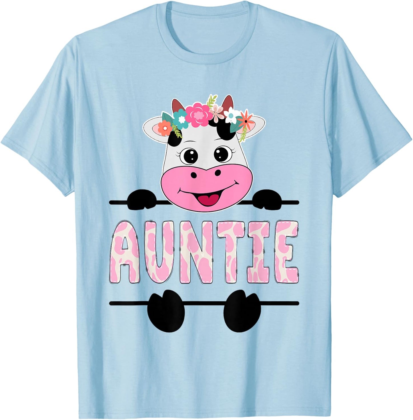 Auntie Of The Birthday Girl Cow Aunt Family Party T-Shirt - T-Shirt | Light Blue