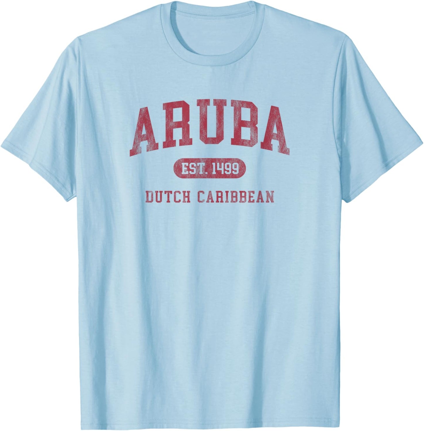 Aruba Est 1499 Throwback Letter Souvenir T-Shirt - T-Shirt | Light Blue