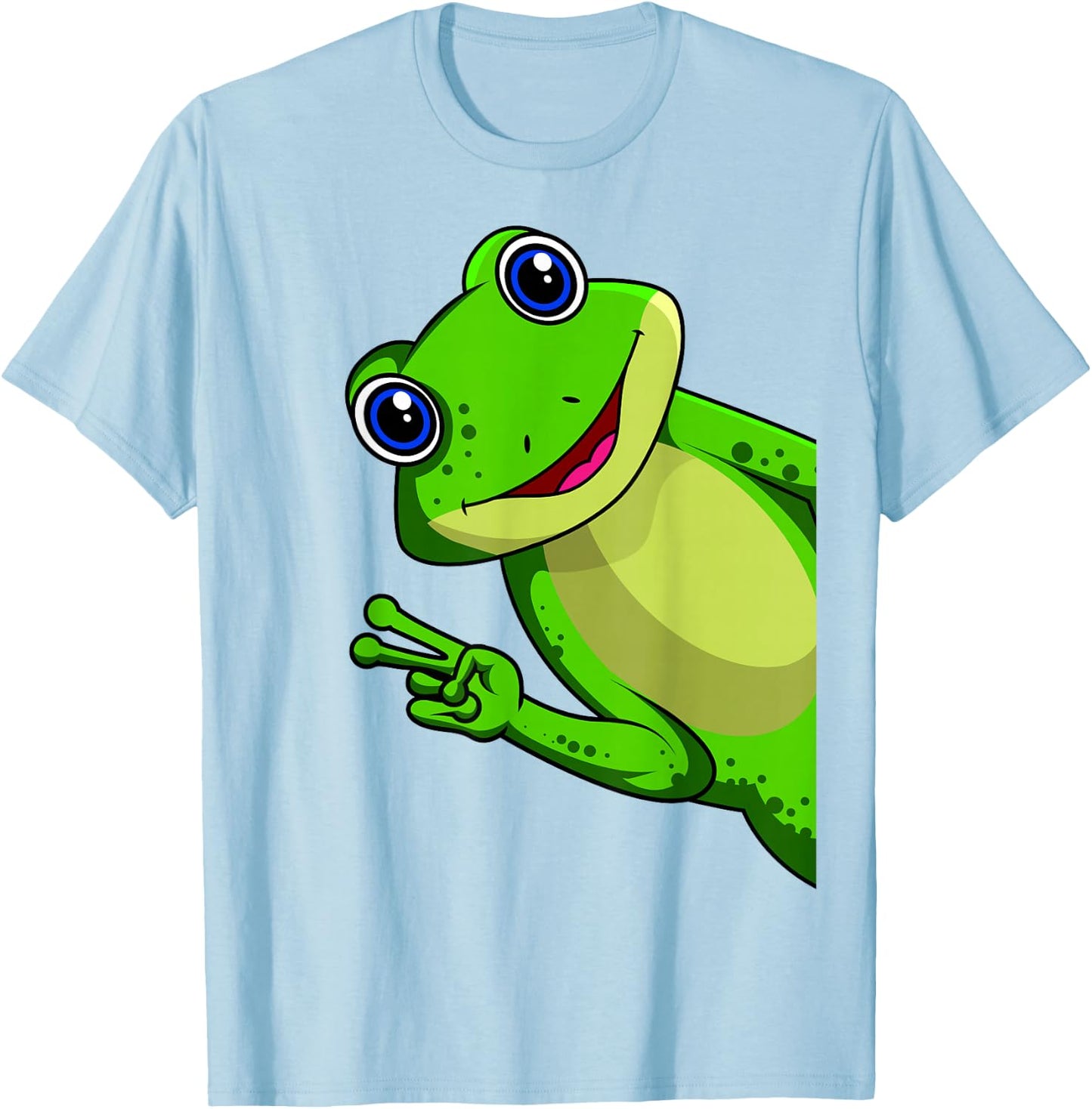 Frog Children's Boys Girls Women's Frog , Green T-Shirt - T-Shirt | Light Blue