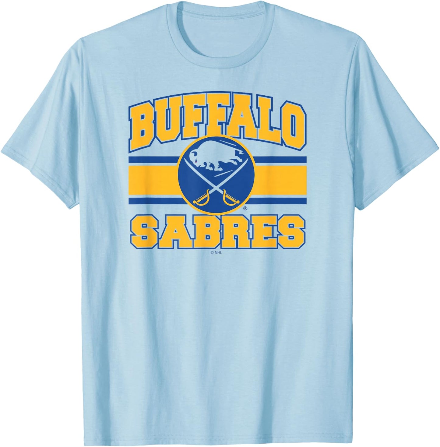 Buffalo Sabres Stripe White Officially Licensed T-Shirt - T-Shirt | Light Blue