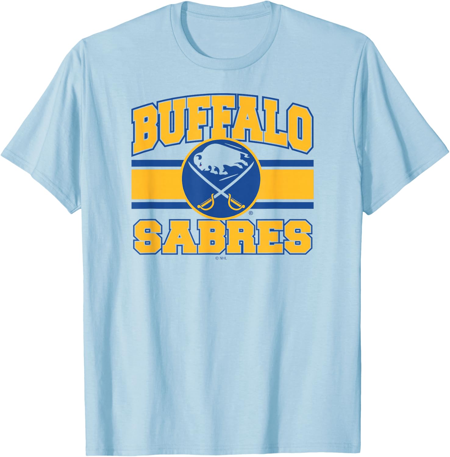 Buffalo Sabres Stripe White Officially Licensed T-Shirt - T-Shirt | Light Blue