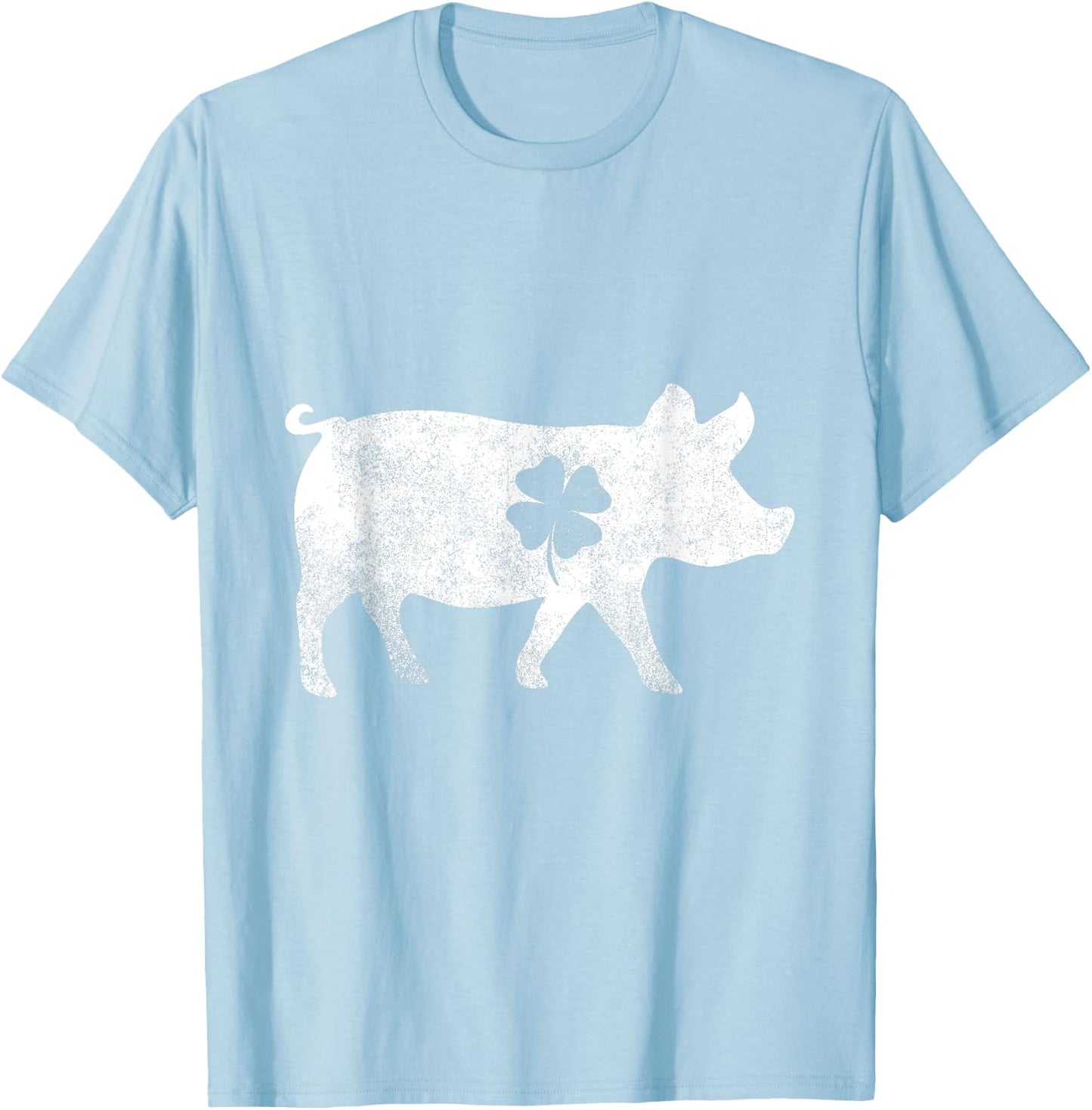 Pig Silhouette Lucky Shamrock St. Patrick's Day T-Shirt - T-Shirt | Light Blue