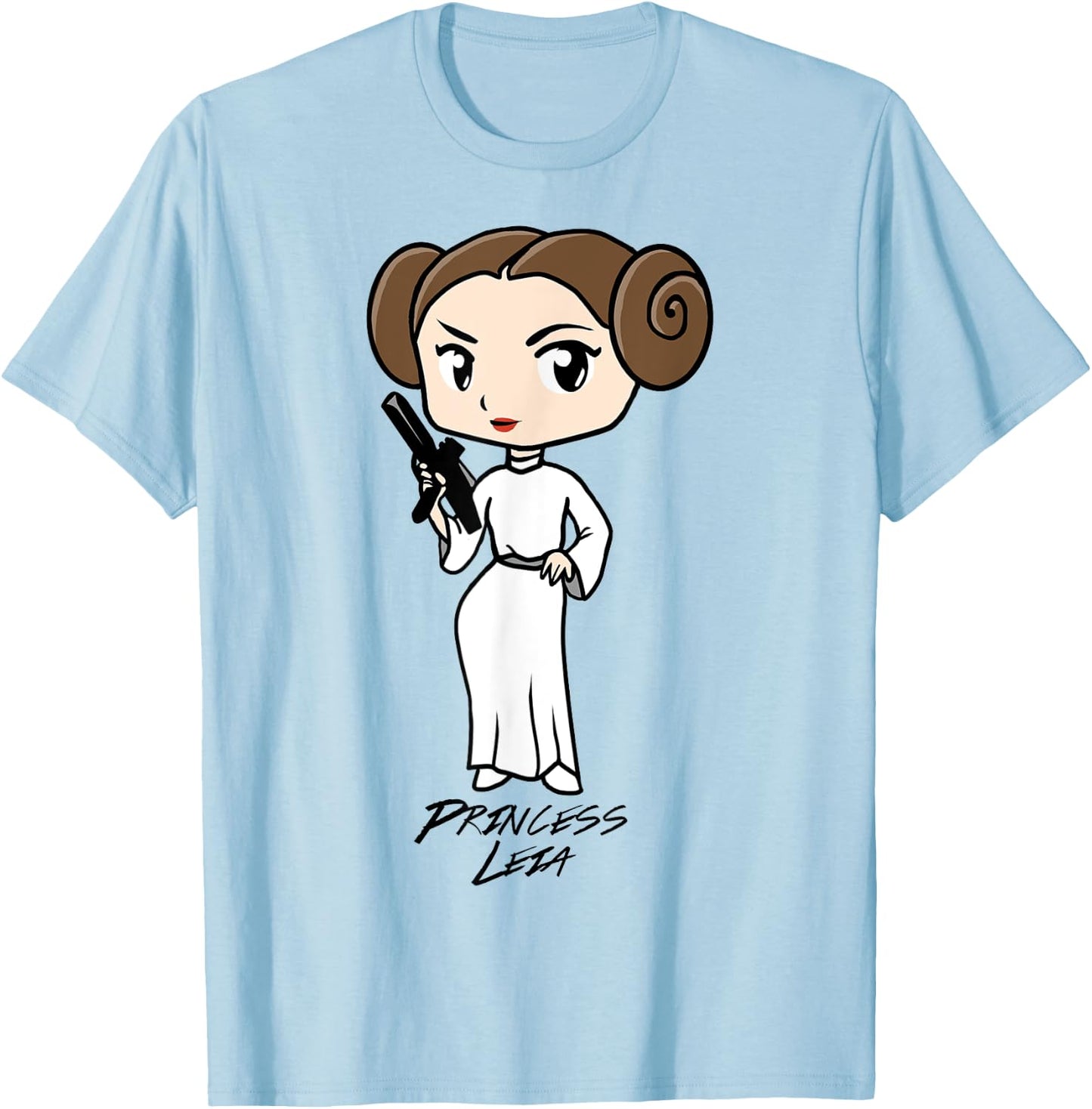 Star Wars Princess Leia Cartoon Portrait , white, S T-Shirt - T-Shirt | Light Blue