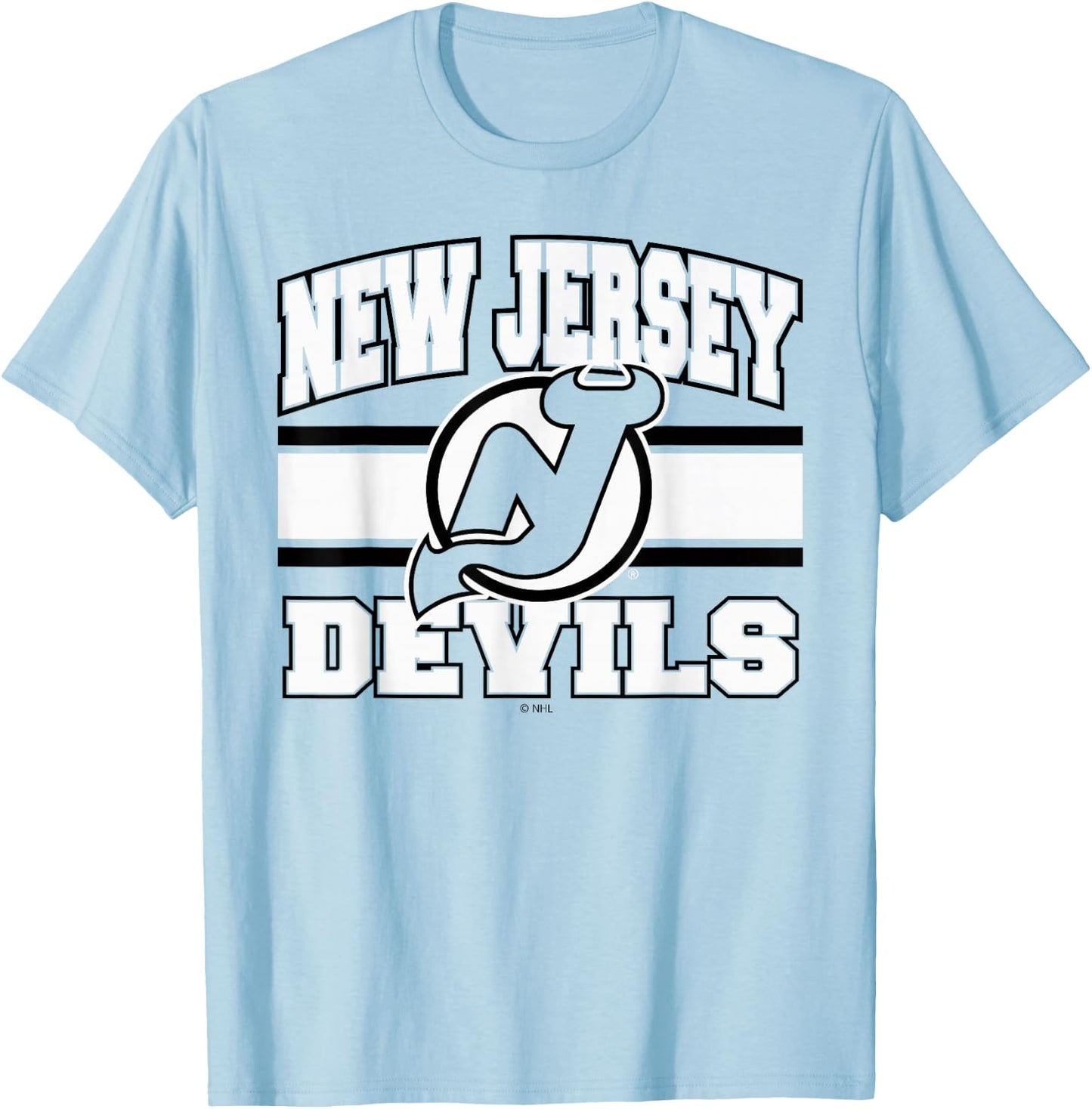 New Jersey Devils Stripe Red Officially Licensed T-Shirt - T-Shirt | Light Blue