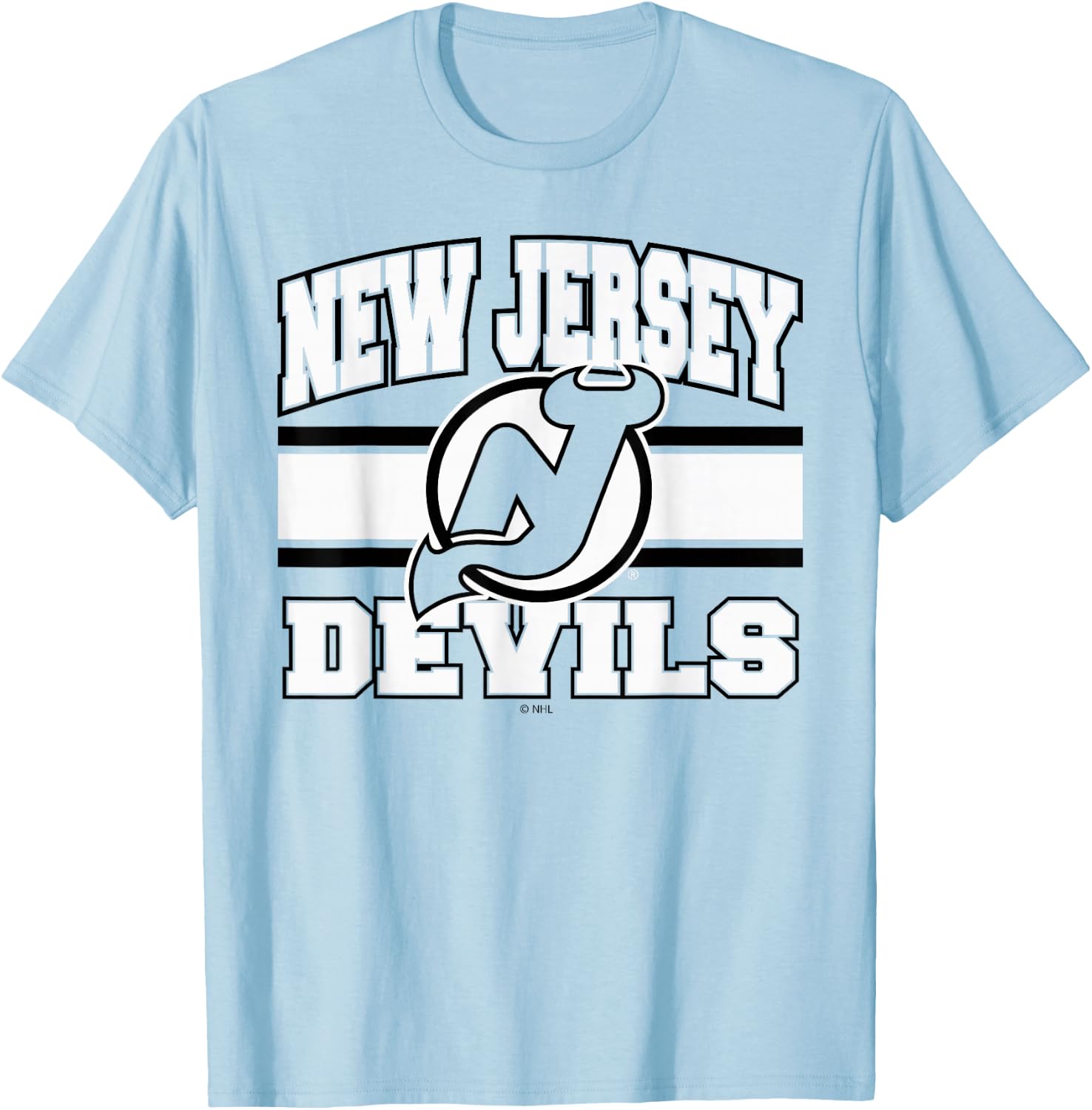New Jersey Devils Stripe Red Officially Licensed T-Shirt - T-Shirt | Light Blue