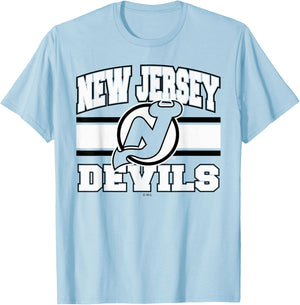 New Jersey Devils Stripe Red Officially Licensed T-Shirt - T-Shirt | Light Blue
