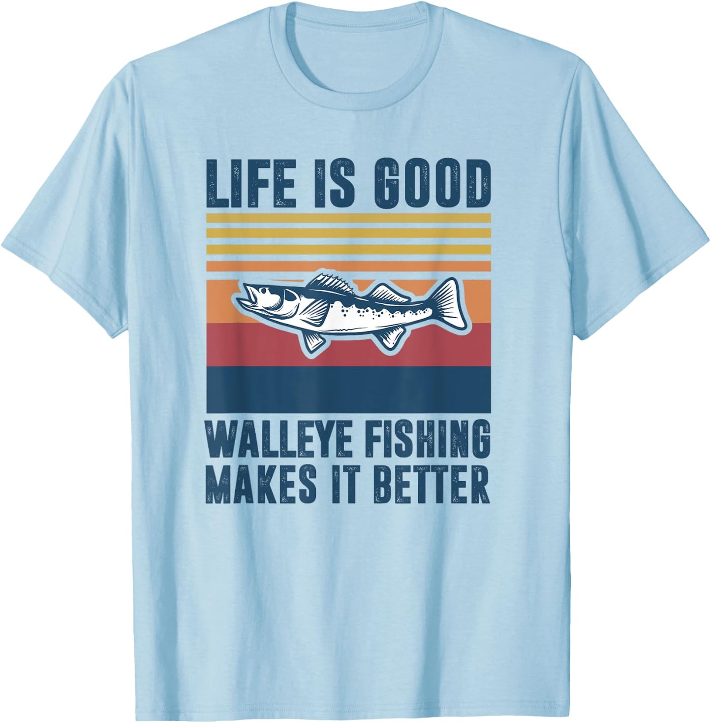 Walleye Fishing Gifts Men Women Kids Freshwater Fish Walleye T-Shirt - T-Shirt | Light Blue