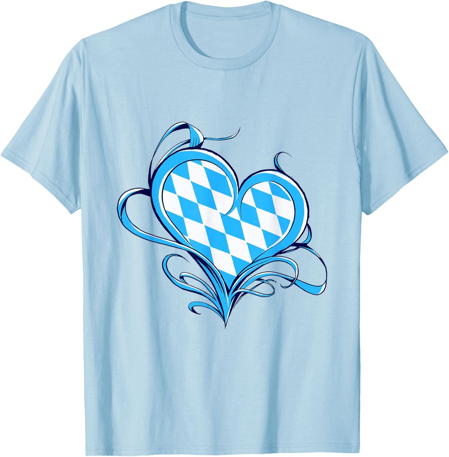 Bayrische Flagge Als Herz Design Blau-Weiß Raute Bayern T-Shirt - T-Shirt | Light Blue