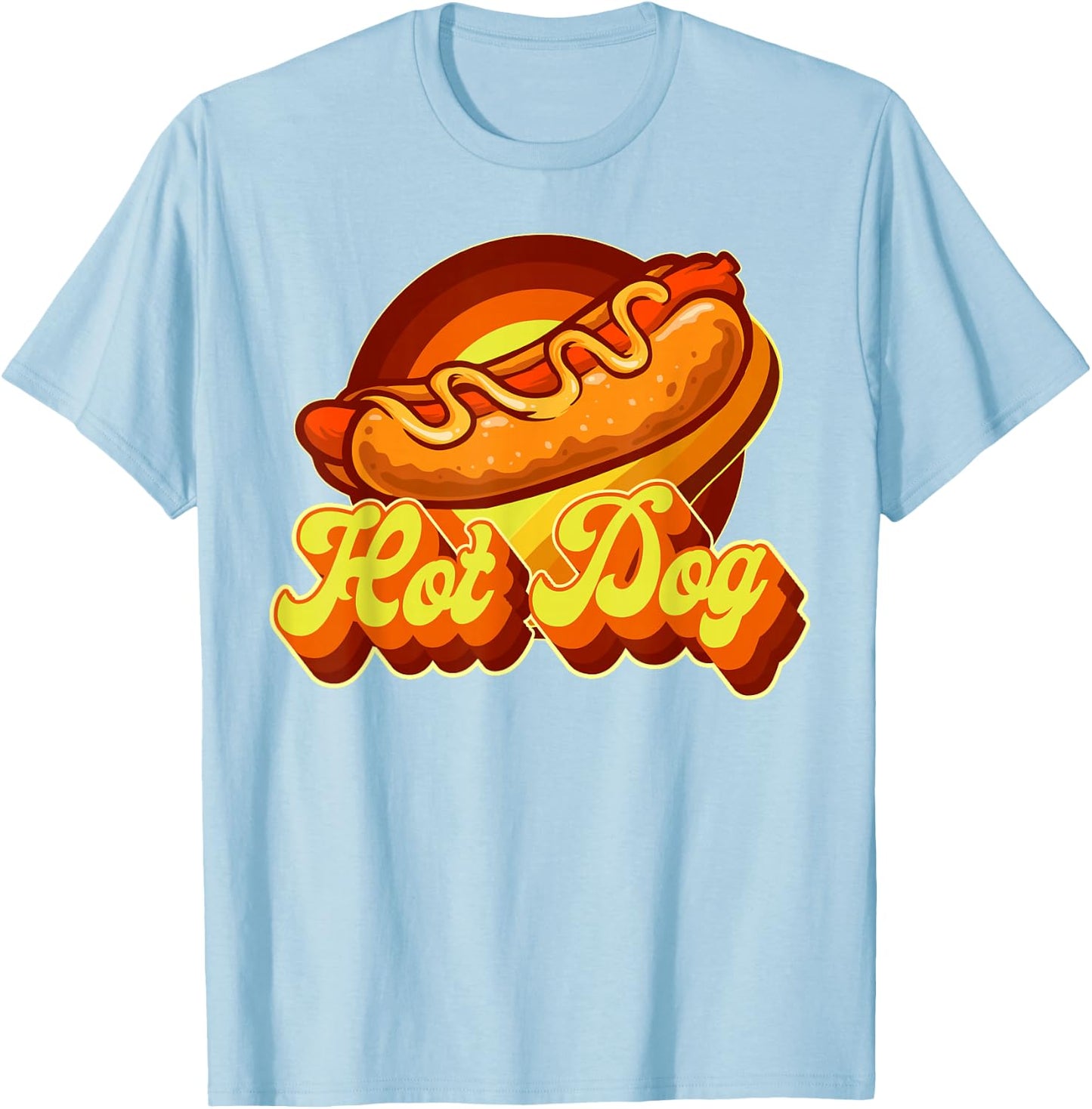 Hot Dog Adult Retro Vintage Hot Dog , White T-Shirt - T-Shirt | Light Blue