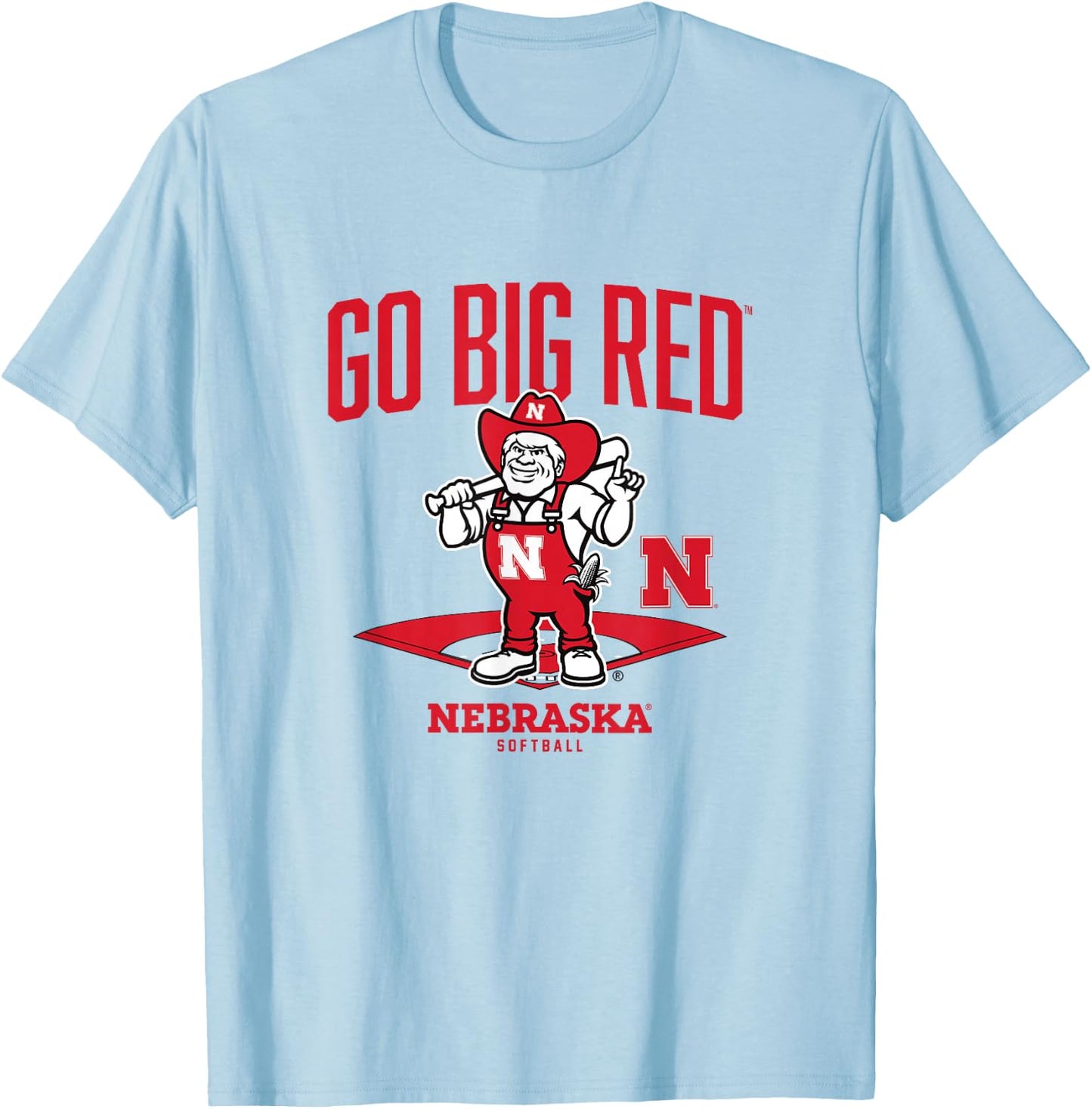 Nebraska Softball: Mascot Diamond T-Shirt - T-Shirt | Light Blue