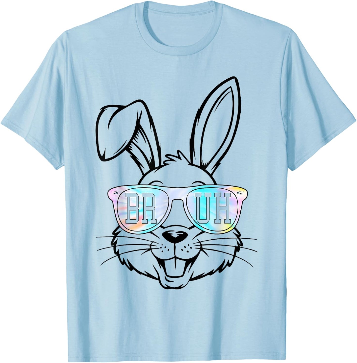 Tie Dye Bunny Rabbit Sunglasses Bruh Easter Boys Teens Kids T-Shirt - T-Shirt | Light Blue