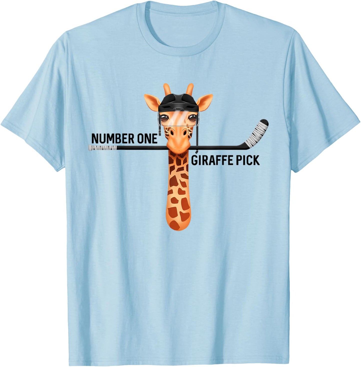 Number One Giraffe Pick Funny Hockey Giraffe T-Shirt - T-Shirt | Light Blue