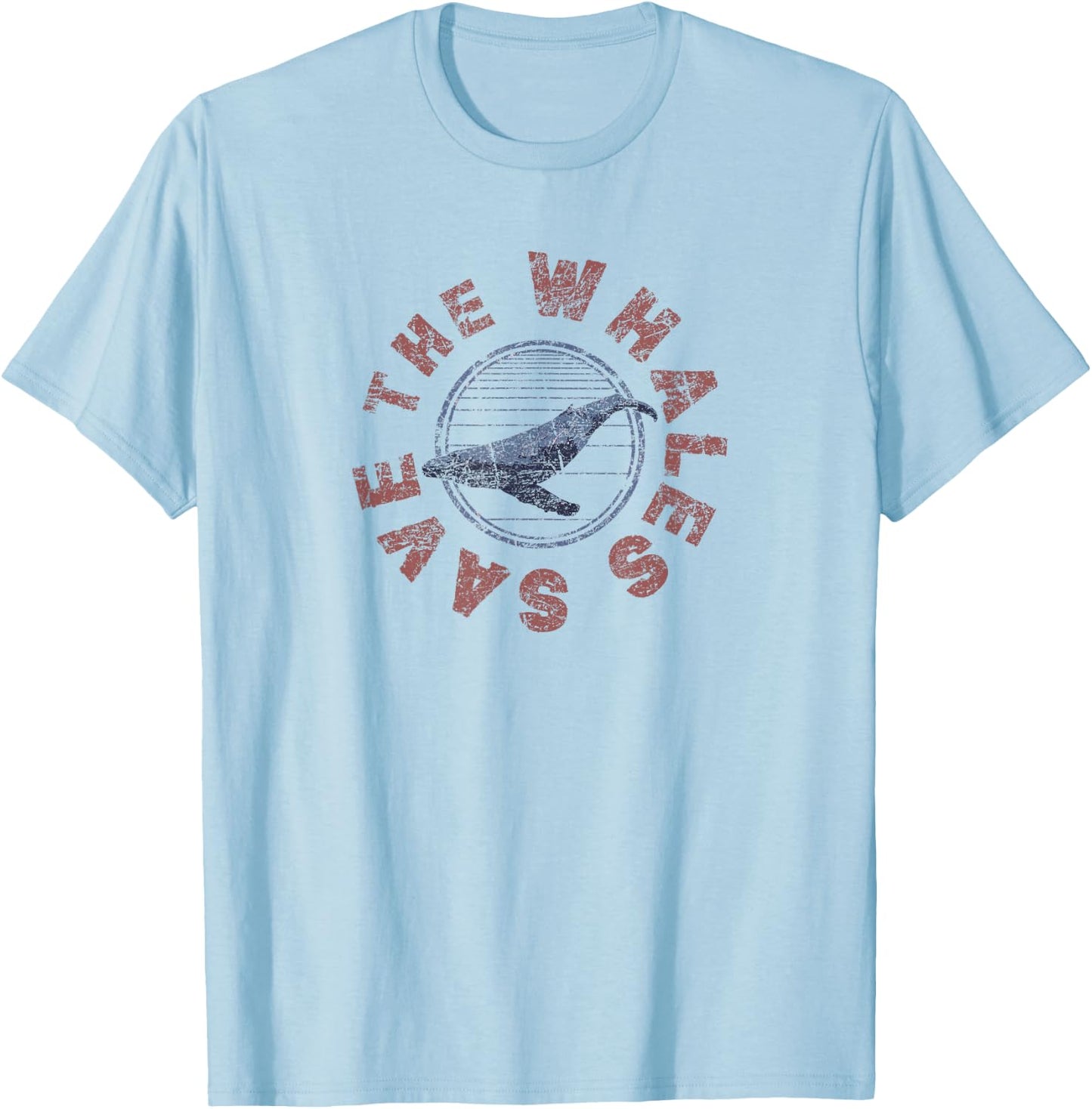 SAVE THE WHALES 80s Retro Vintage T-Shirt - T-Shirt | Light Blue
