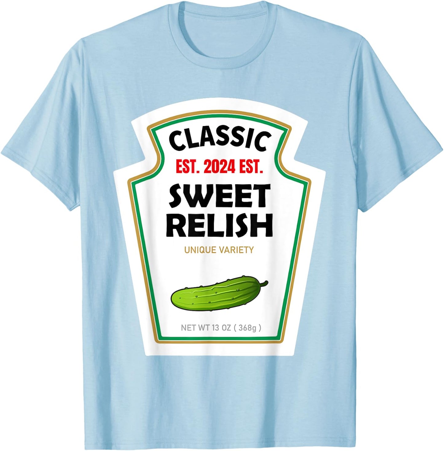 Sweet Relish DIY Halloween Costume Condiment Green Pickle T-Shirt - T-Shirt | Light Blue