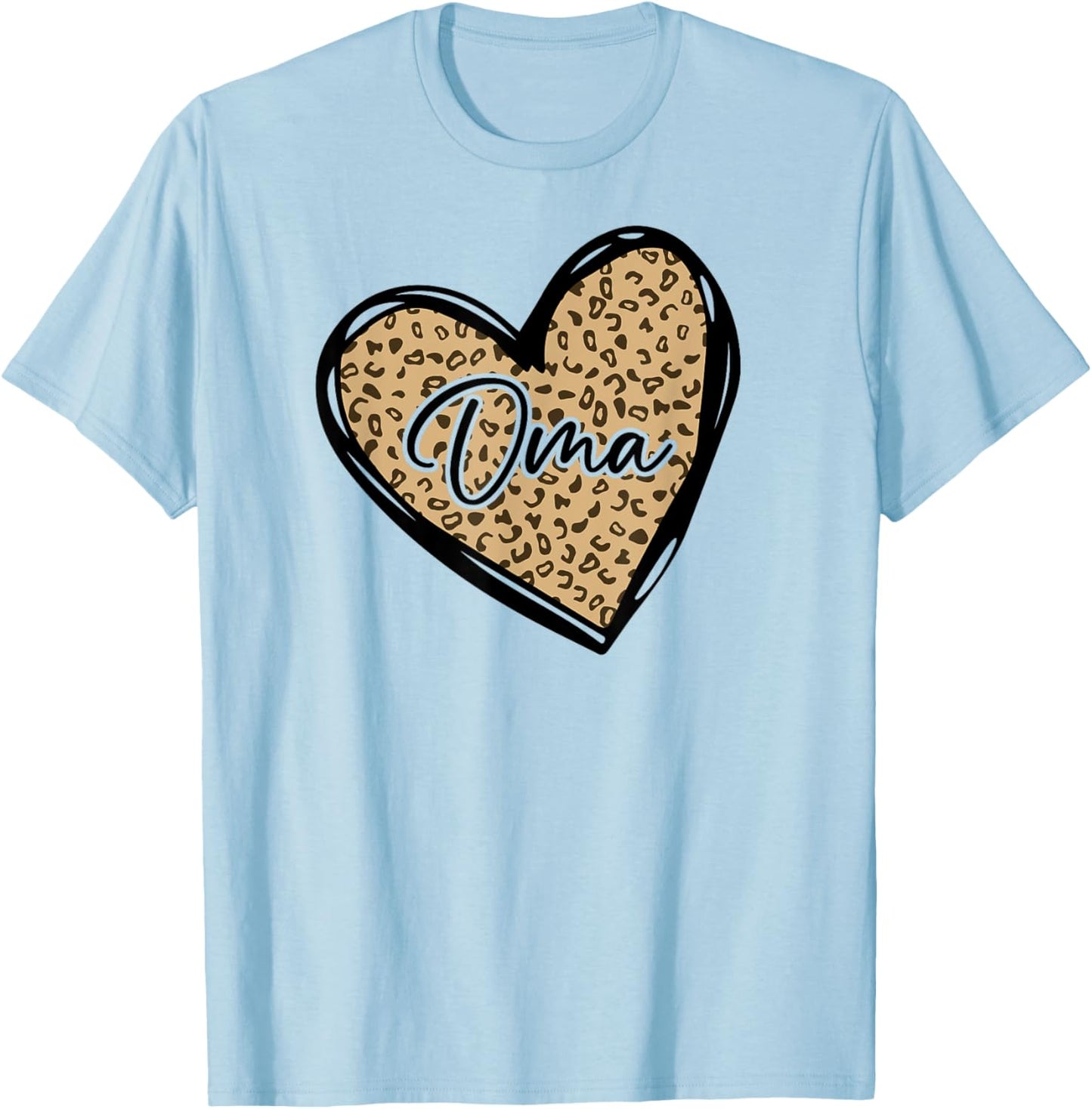Oma Shirts Leopard Print Mom Cheetah Love Heart T-Shirt - T-Shirt | Light Blue