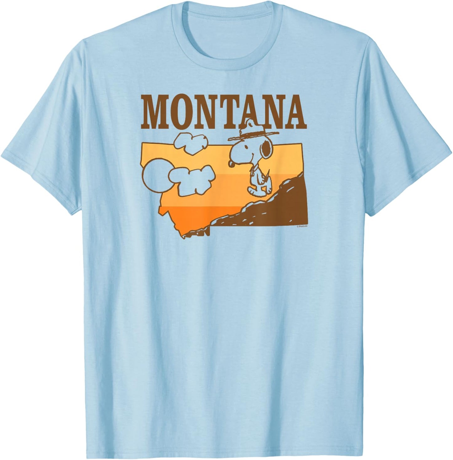 Peanuts - Snoopy Beagle Scout Montana Mountain Hiker T-Shirt - T-Shirt | Light Blue