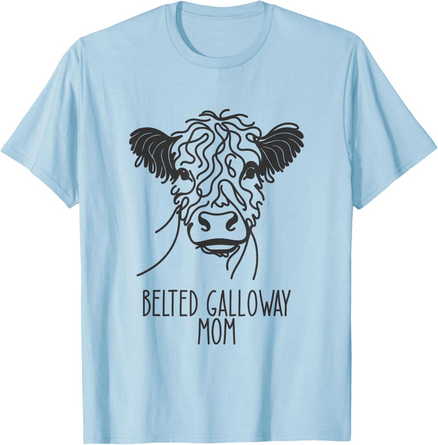 Line Art Best Cow Mom Women's Galloway with Belt T-Shirt - T-Shirt | Light Blue