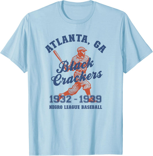 Vintage Negro League Baseball Atlanta Black Crackers T-Shirt - T-Shirt | Light Blue