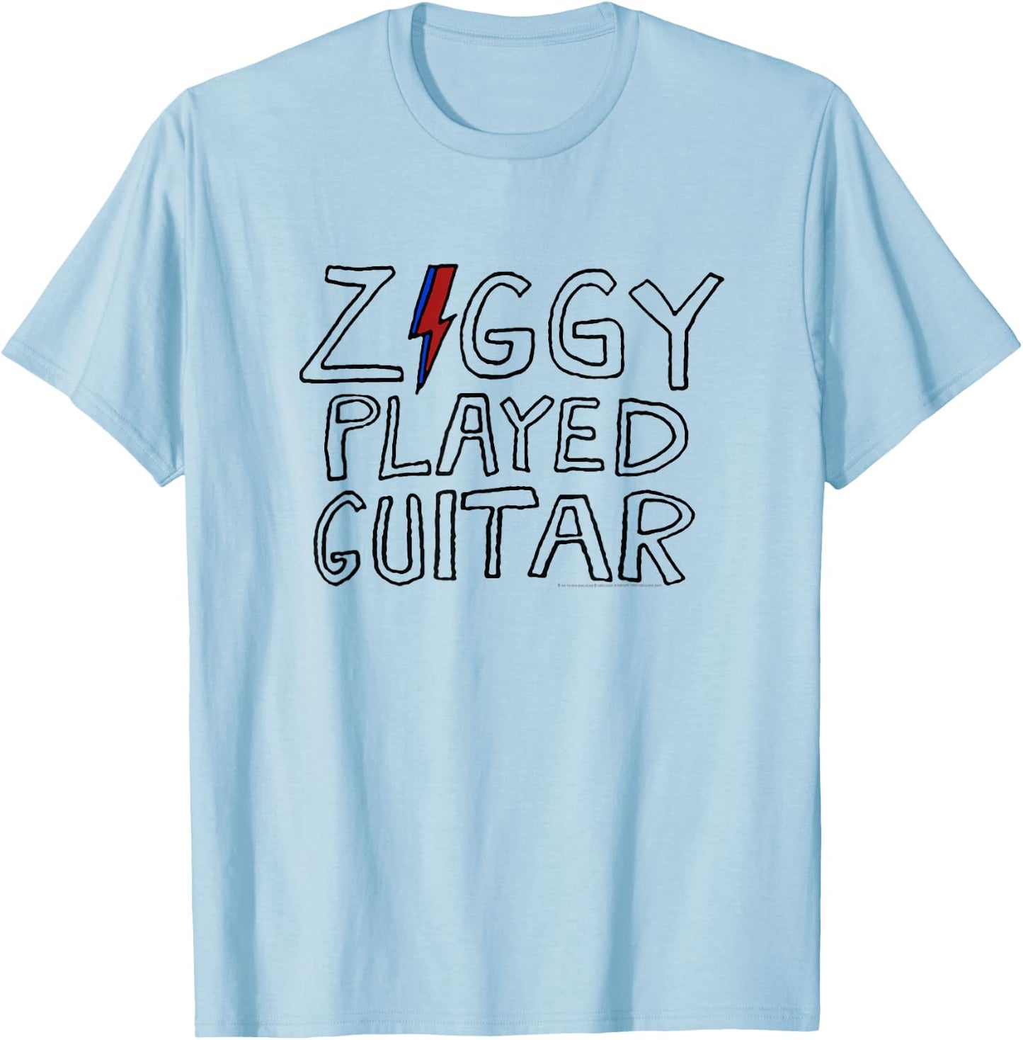David Bowie - Ziggy Played Guitar Sketch Lyric T-Shirt - T-Shirt | Light Blue