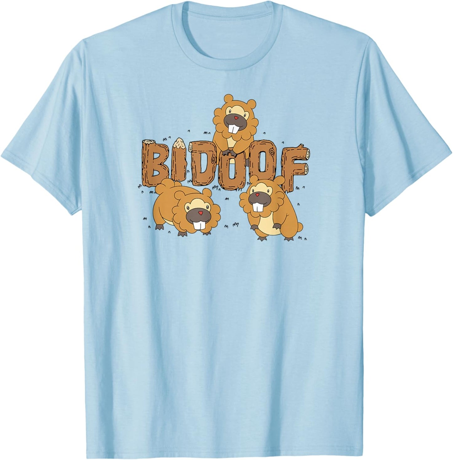 Pokémon - Bidoof Wood Normal Type Generation IV Sinnoh T-Shirt - T-Shirt | Light Blue