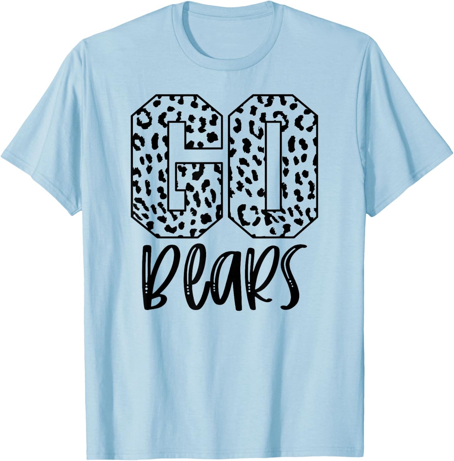 Bears Team Mascot School Spirit Game Night Leopard Print T-Shirt - T-Shirt | Light Blue