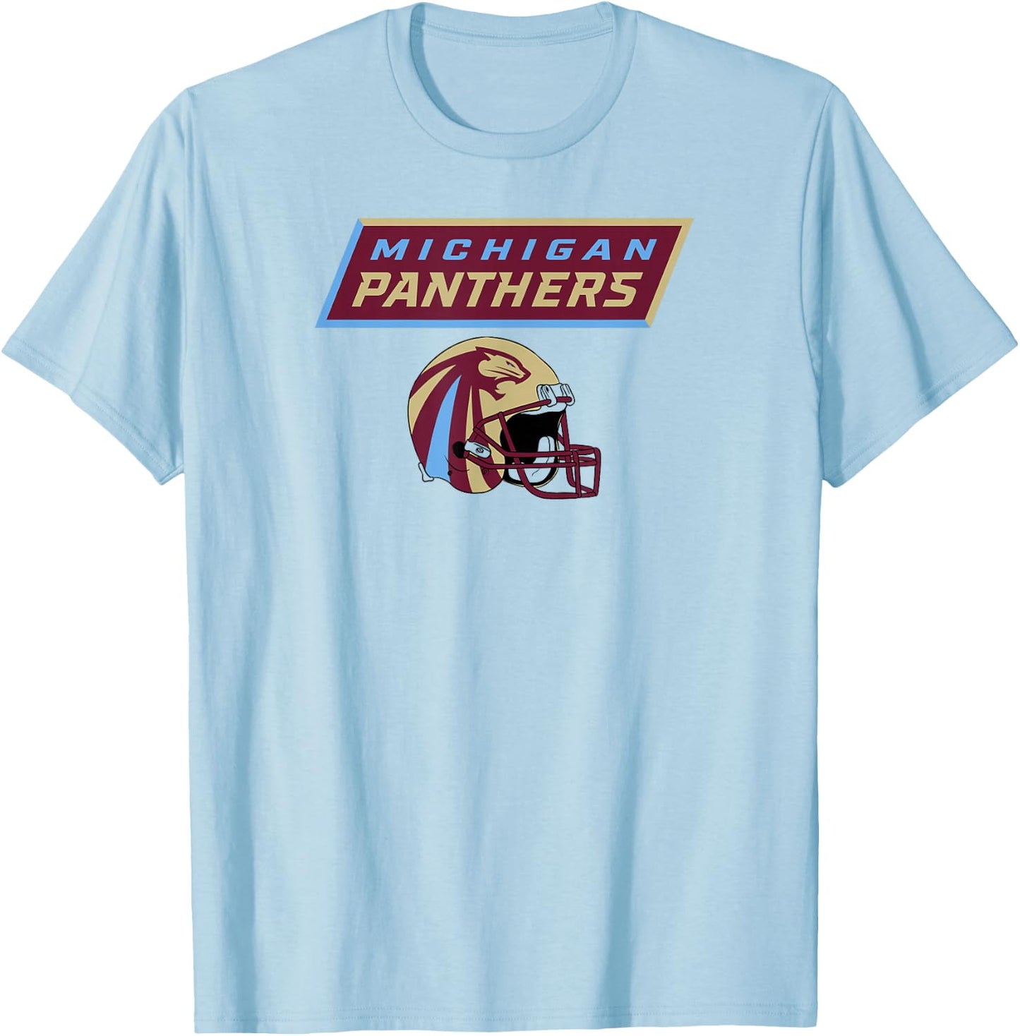 Michigan Panthers UFL - Vintage Helmet - Detroit Football T-Shirt - T-Shirt | Light Blue