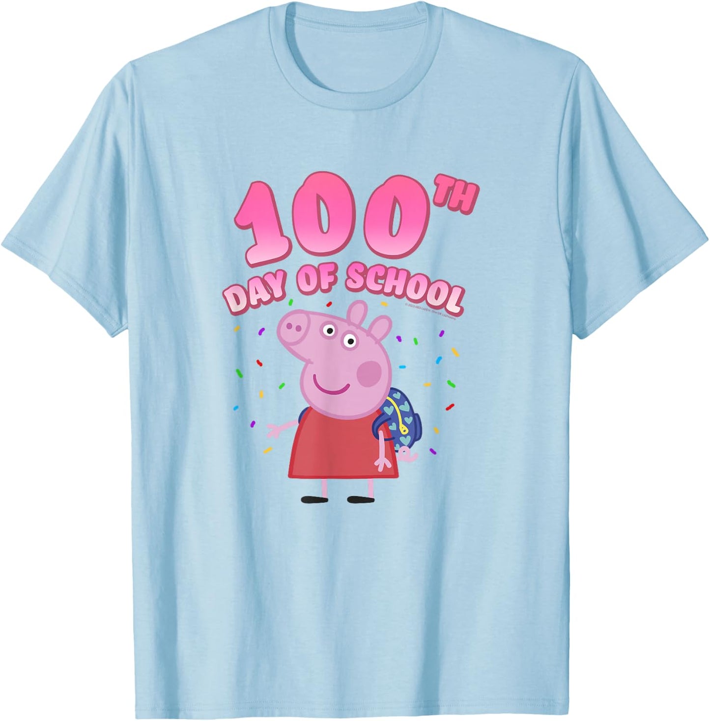 Peppa Pig 100th Day Of School Celebration Confetti T-Shirt - T-Shirt | Light Blue