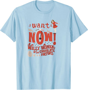 Willy Wonka And The Chocolate Factory Veruca I Want It Now T-Shirt - T-Shirt | Light Blue