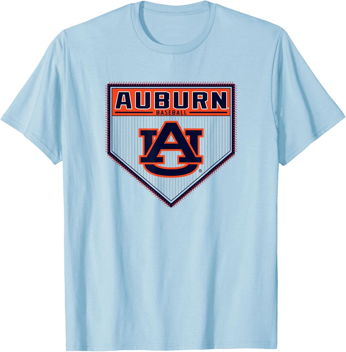 Auburn Tigers Baseball Homeplate Gray Officially Licensed T-Shirt - T-Shirt | Light Blue