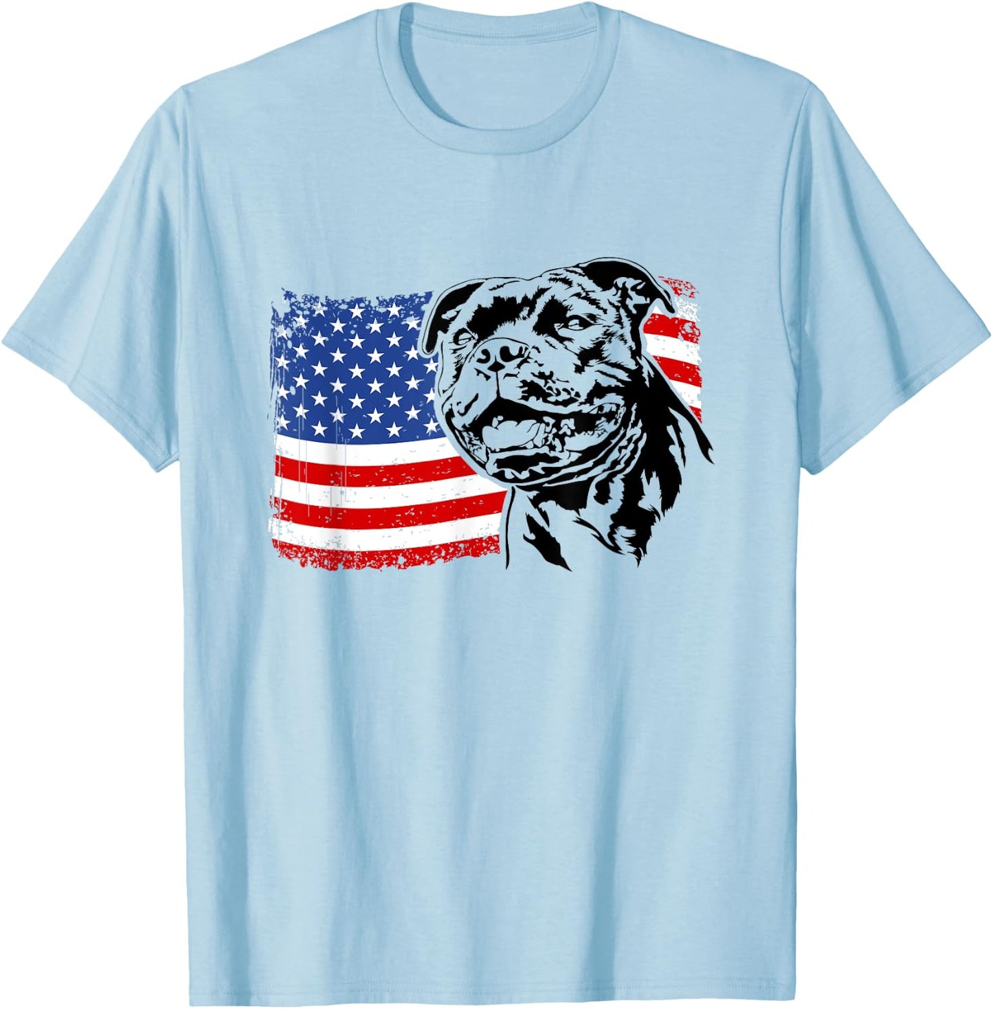 Proud Staffordshire Bull Terrier American Flag patriotic dog Men Women T-Shirt - T-Shirt | Light Blue
