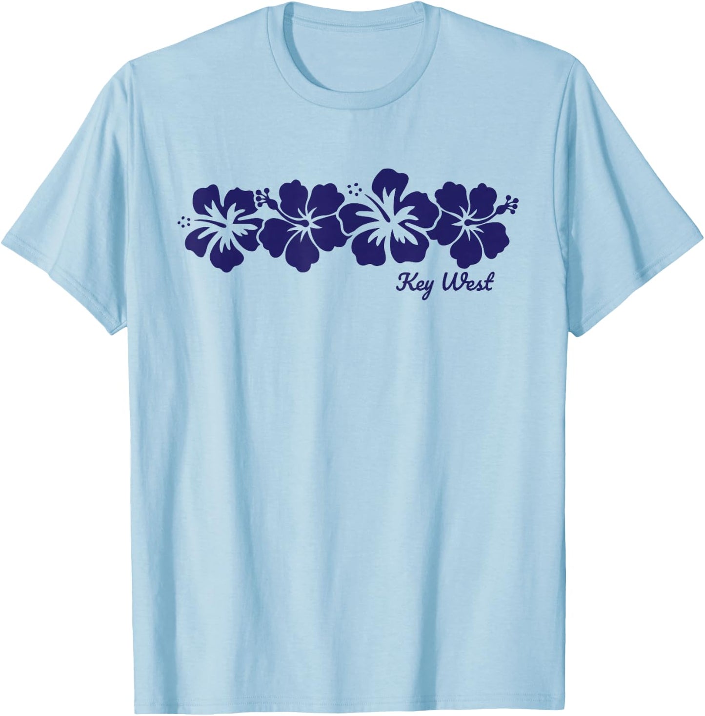 Key West Florida Hibiscus Flower Vacation Souvenir T-Shirt - T-Shirt | Light Blue