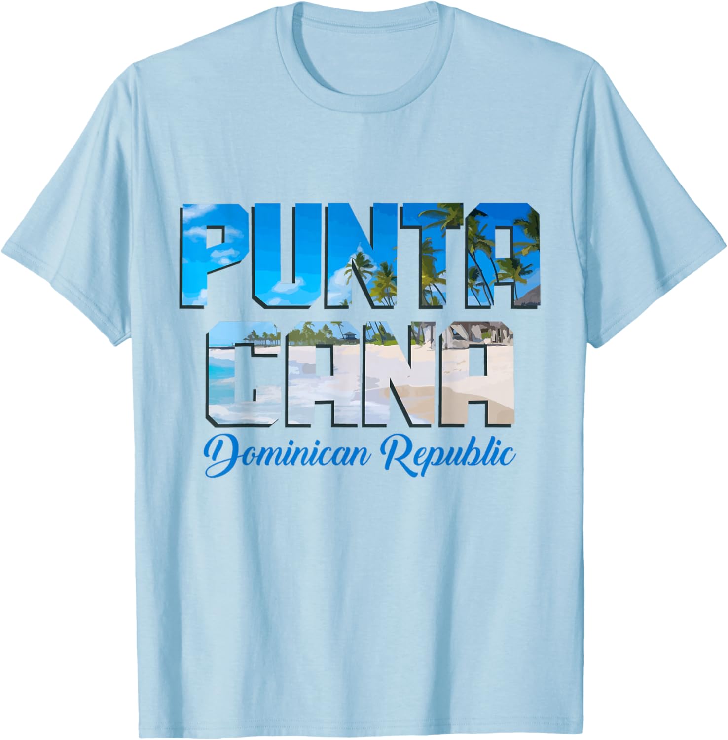 Punta Cana Dominican Republic Beach Surfer Souvenir Vintage T-Shirt - T-Shirt | Light Blue