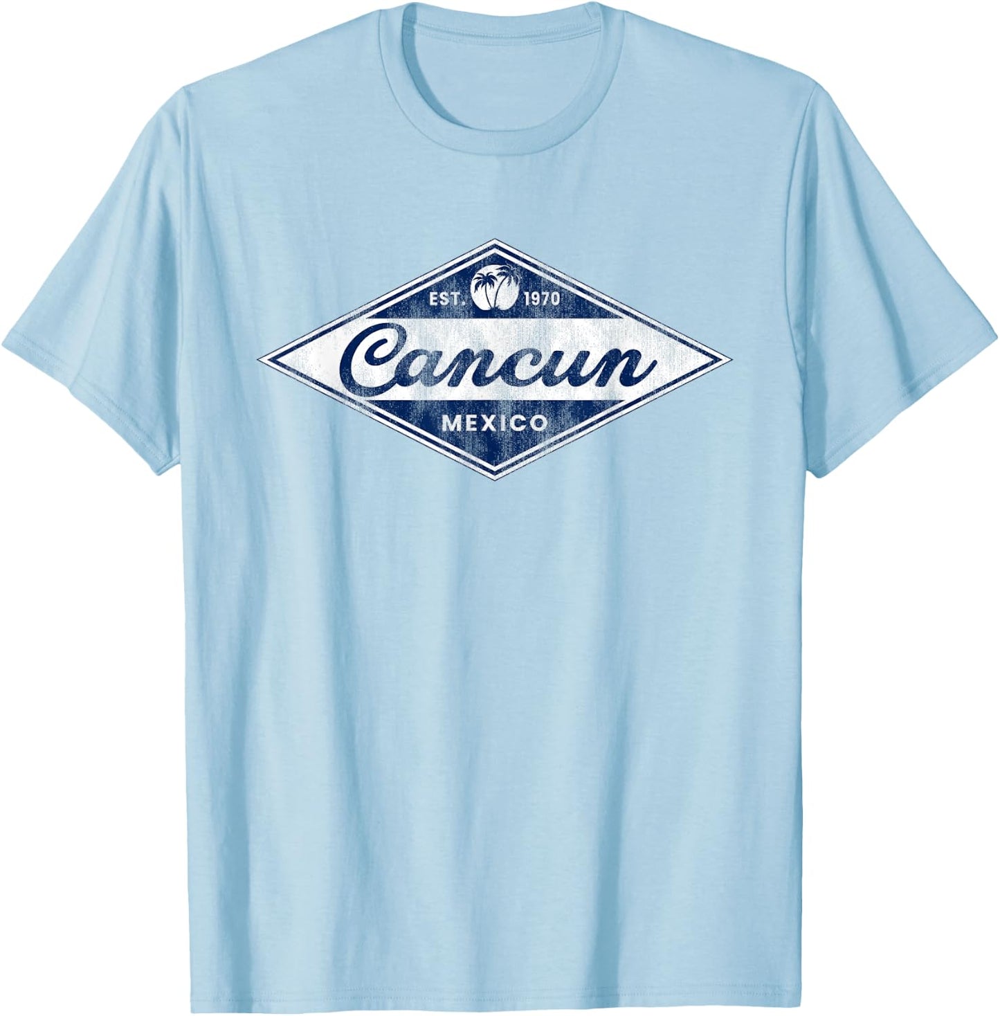 Vintage Cancun Palm Trees retro 70s Surfer Mexican Vacation T-Shirt - T-Shirt | Light Blue