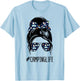 Camping Life Messy Bun Hair shirt Camper camp Camping T-Shirt - T-Shirt | Light Blue