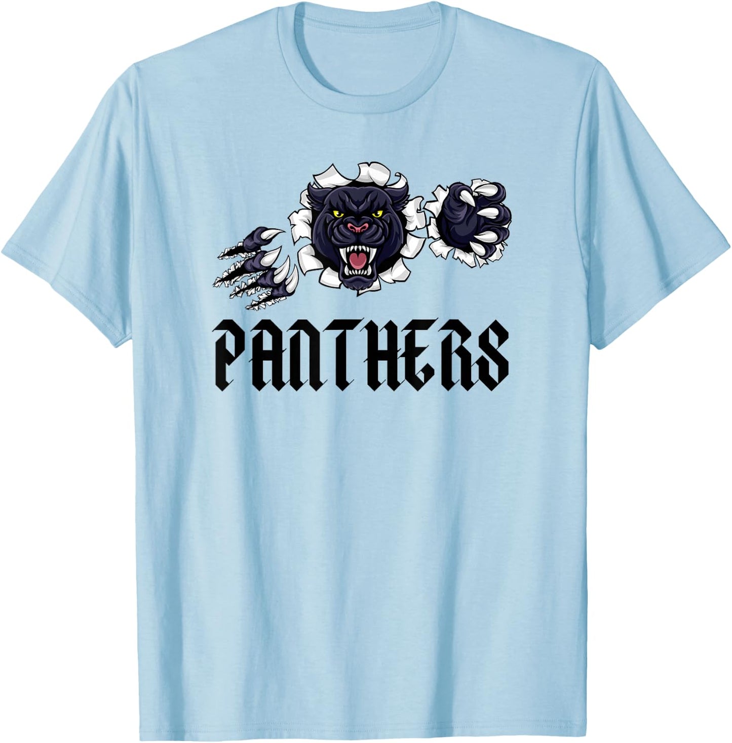 Panther Pride Black Text High School Spirit Fan Wear T-Shirt - T-Shirt | Light Blue