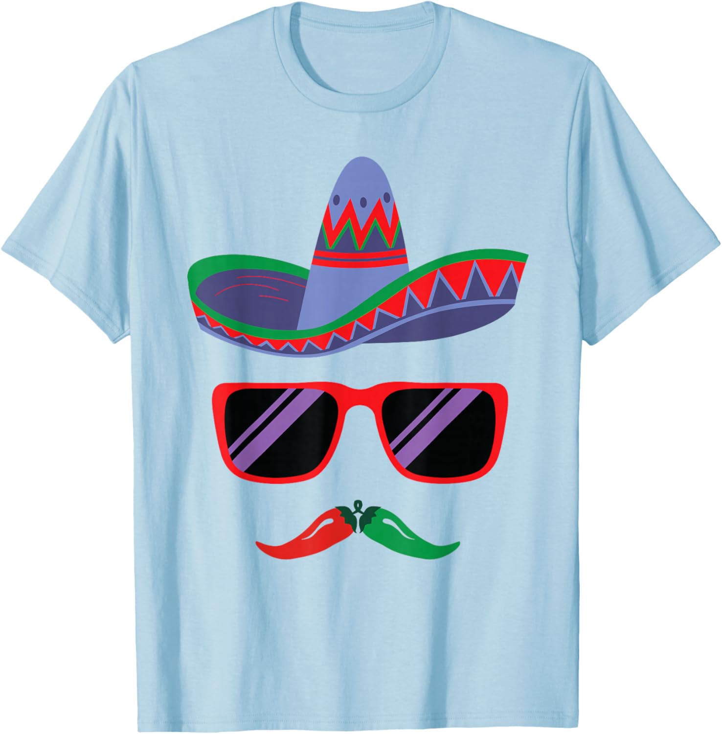Sombrero Face Cinco De Mayo Mexican Fiesta Party Boys Kids T-Shirt - T-Shirt | Light Blue
