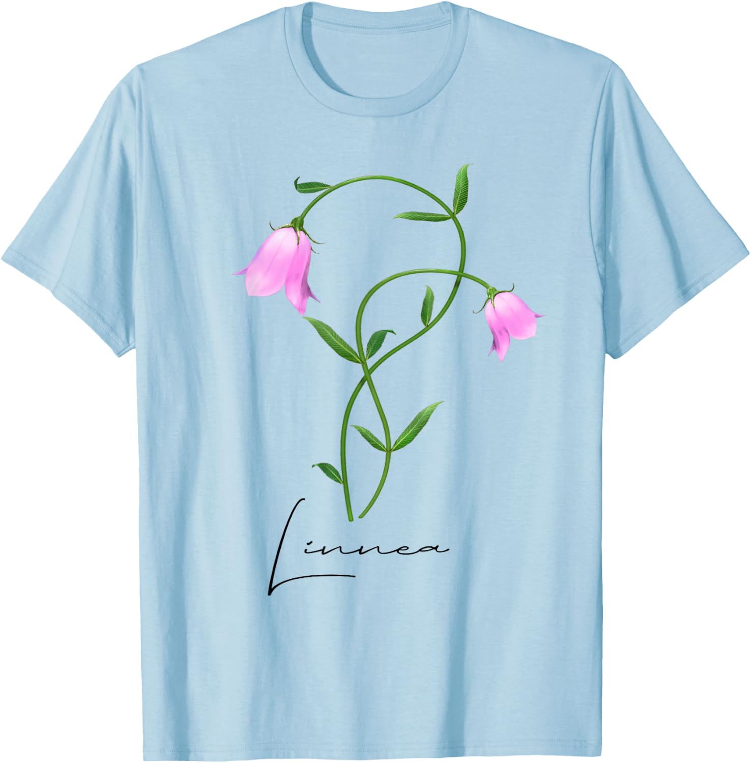 Linnea Flower Twinflower Wildflower Wild Flower Pink Flowers T-Shirt - T-Shirt | Light Blue