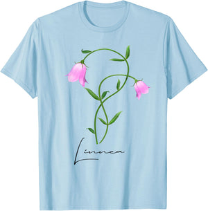 Linnea Flower Twinflower Wildflower Wild Flower Pink Flowers T-Shirt - T-Shirt | Light Blue